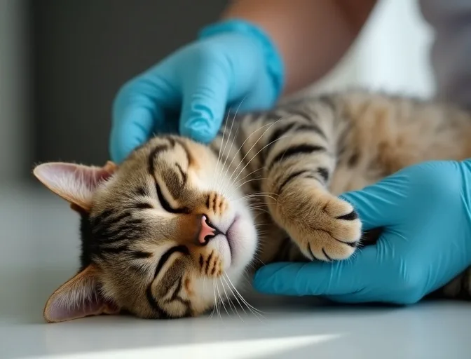 Specialist carefully handling a deceased cat with dignity in Quandong